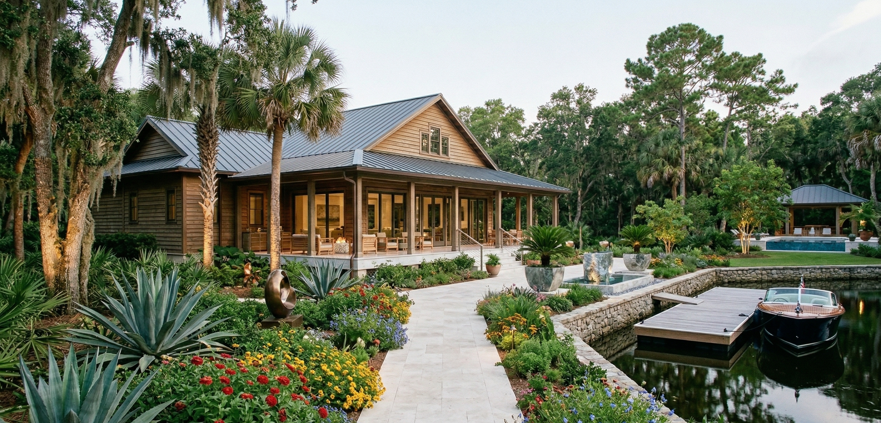 Florida native landscape with Sabal Palmetto and naturalistic planting
