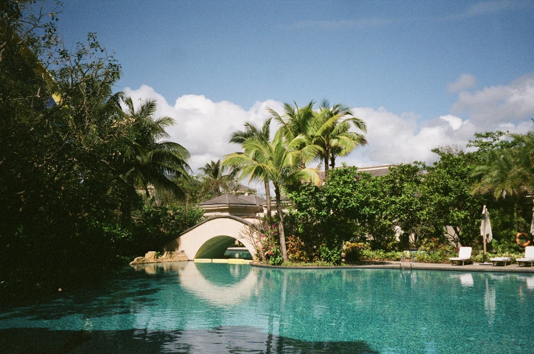 Curved lagoon pool with tropical hardscape on SWFL estate