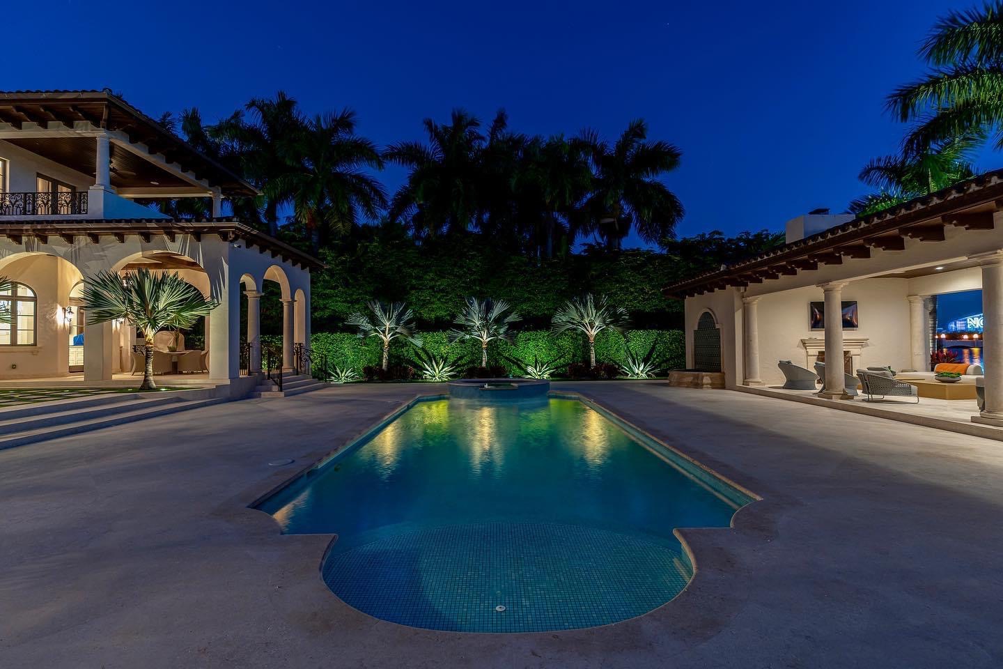 SWFL estate outdoor lighting — specimen tree uplighting